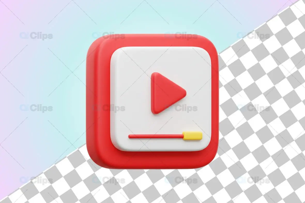3D Play Button Media Icon Illustration