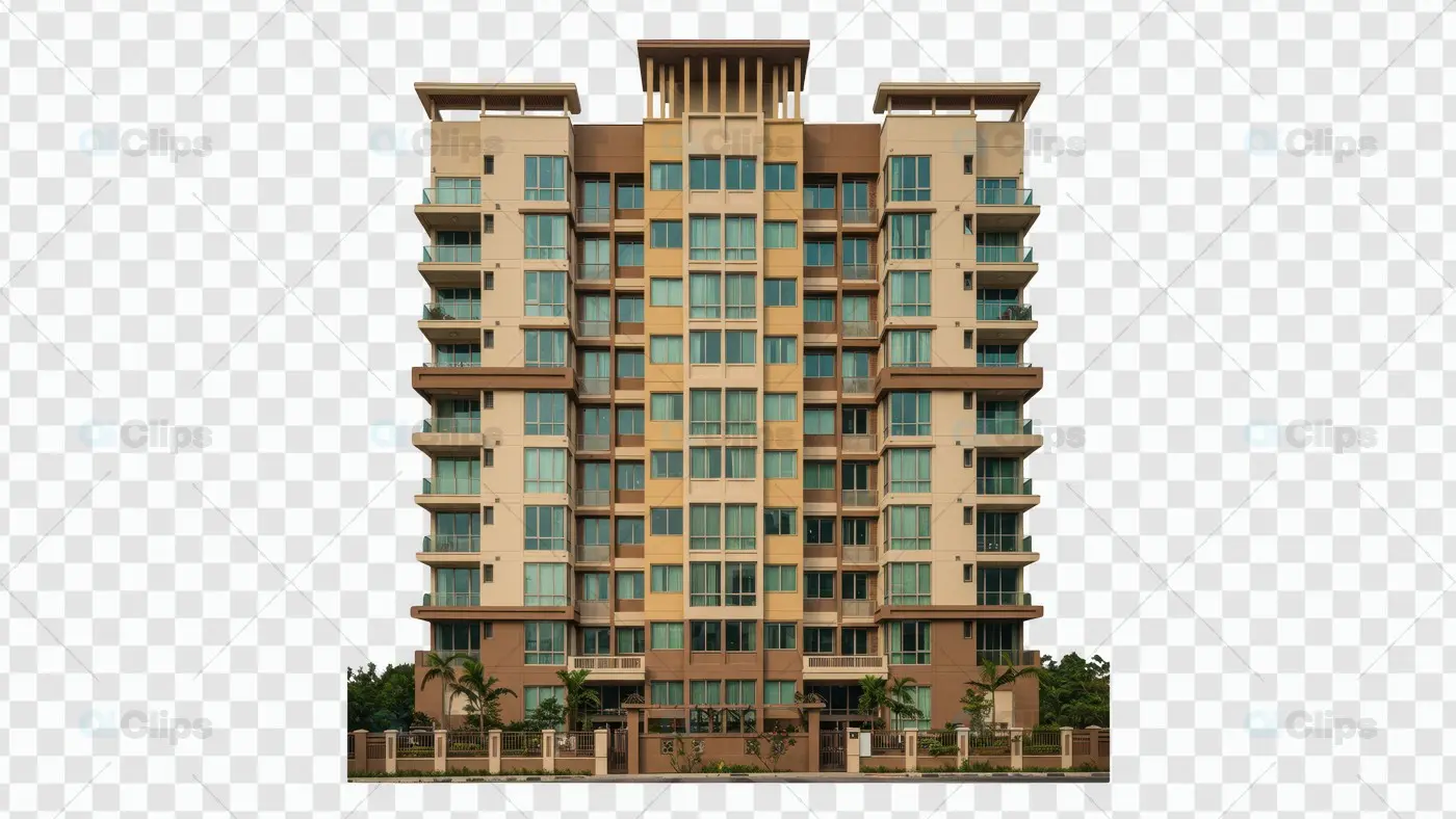 Modern Luxury Apartment Building with Glass Balconies