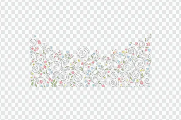 Whimsical Pastel Flower Swirls Decorative Border PNG Clipart