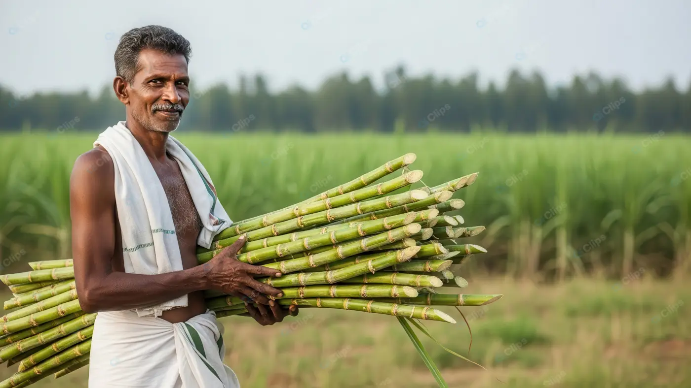Proud Farmer with Sugarcane Bundle