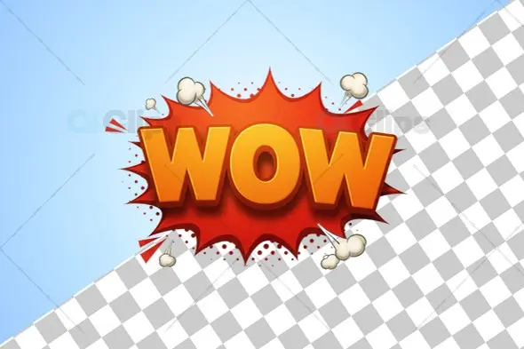 "WOW!" Comic Style Explosion 3D Illustration