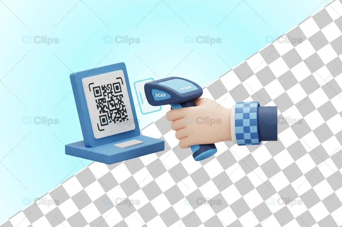 3D QR Code Scanner Digital Payment Illustration