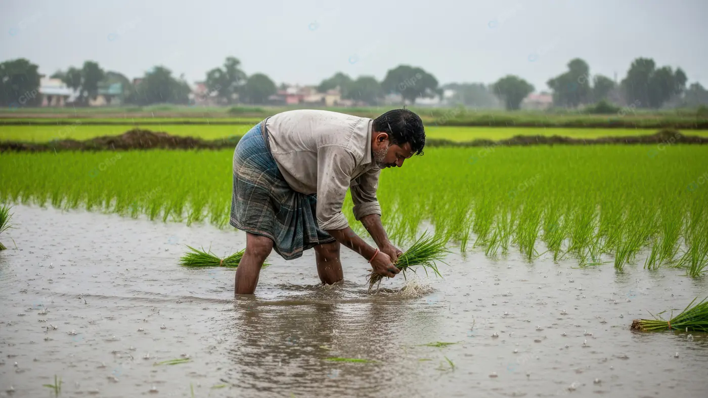 Traditional Rice Planting in Rural India