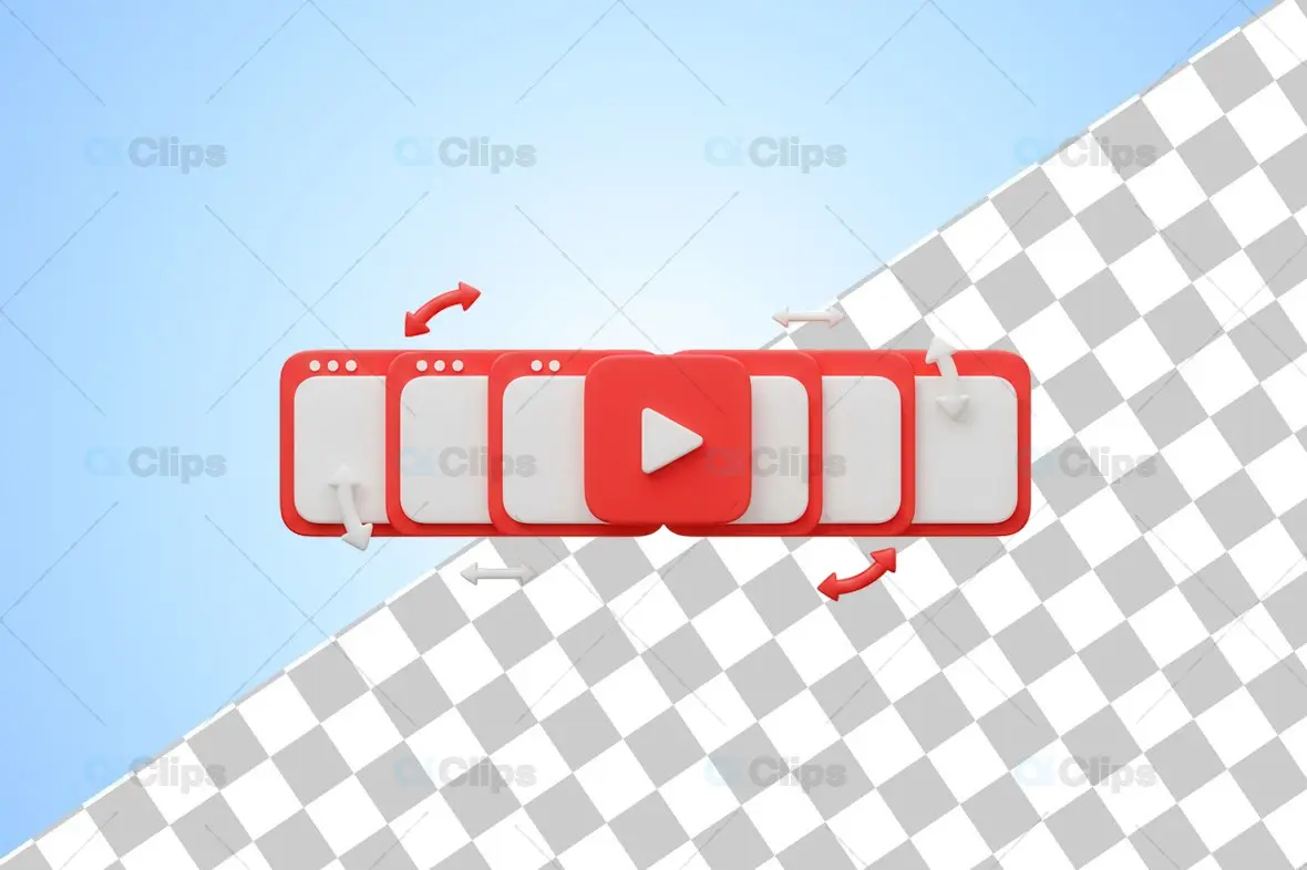 3D Youtube Interface Timeline with Interactive Arrows