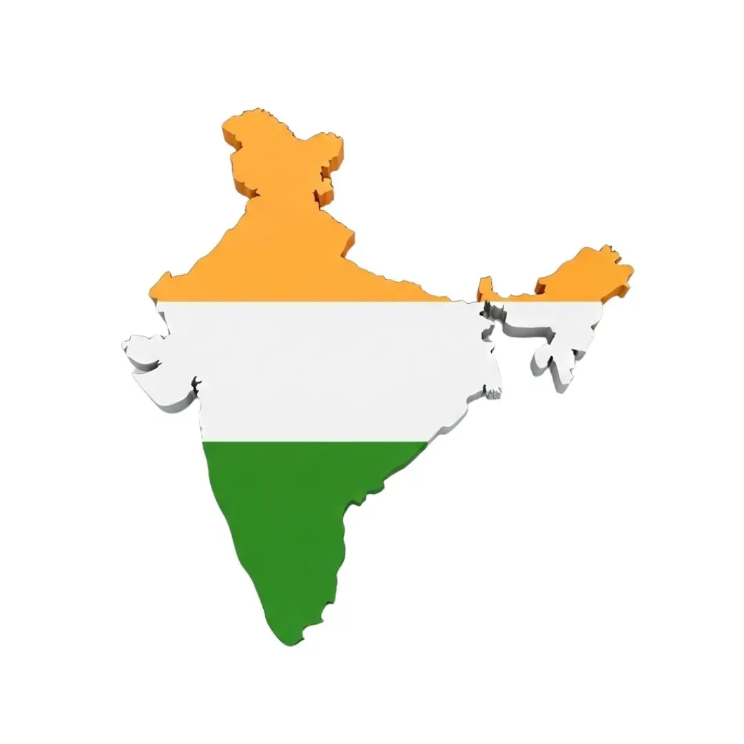3D Indian Map with Tricolor Flag Clipart PNG