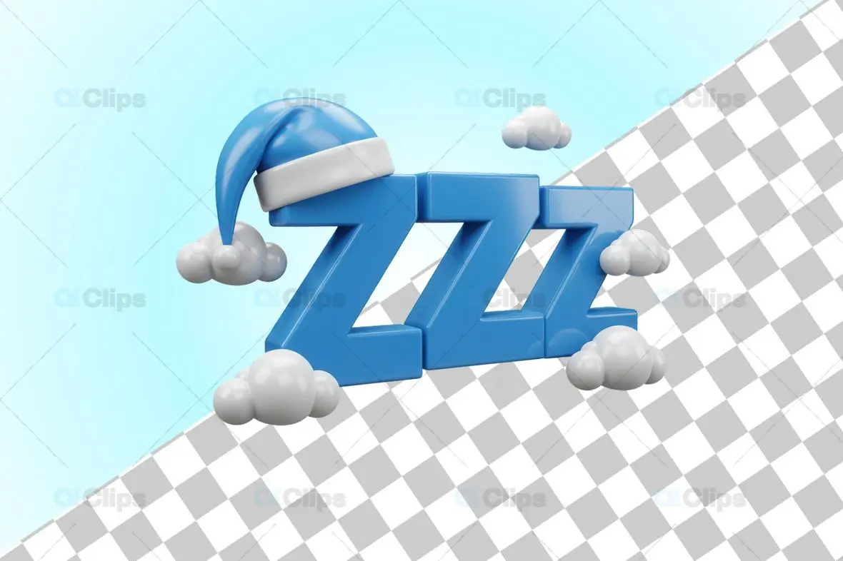 Sleep Icon with "ZZZ" and Clouds 3D Illustration