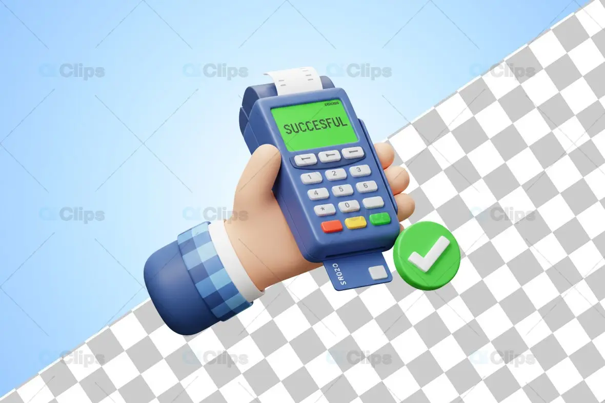 3D POS Machine Payment Successful Illustration