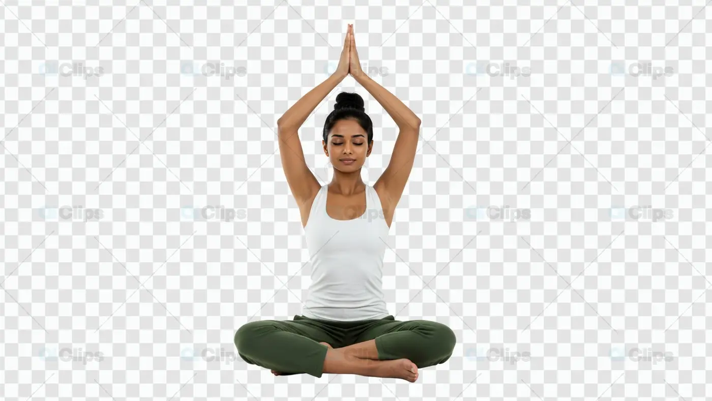 Peaceful Yoga Meditation Pose on Transparent Background