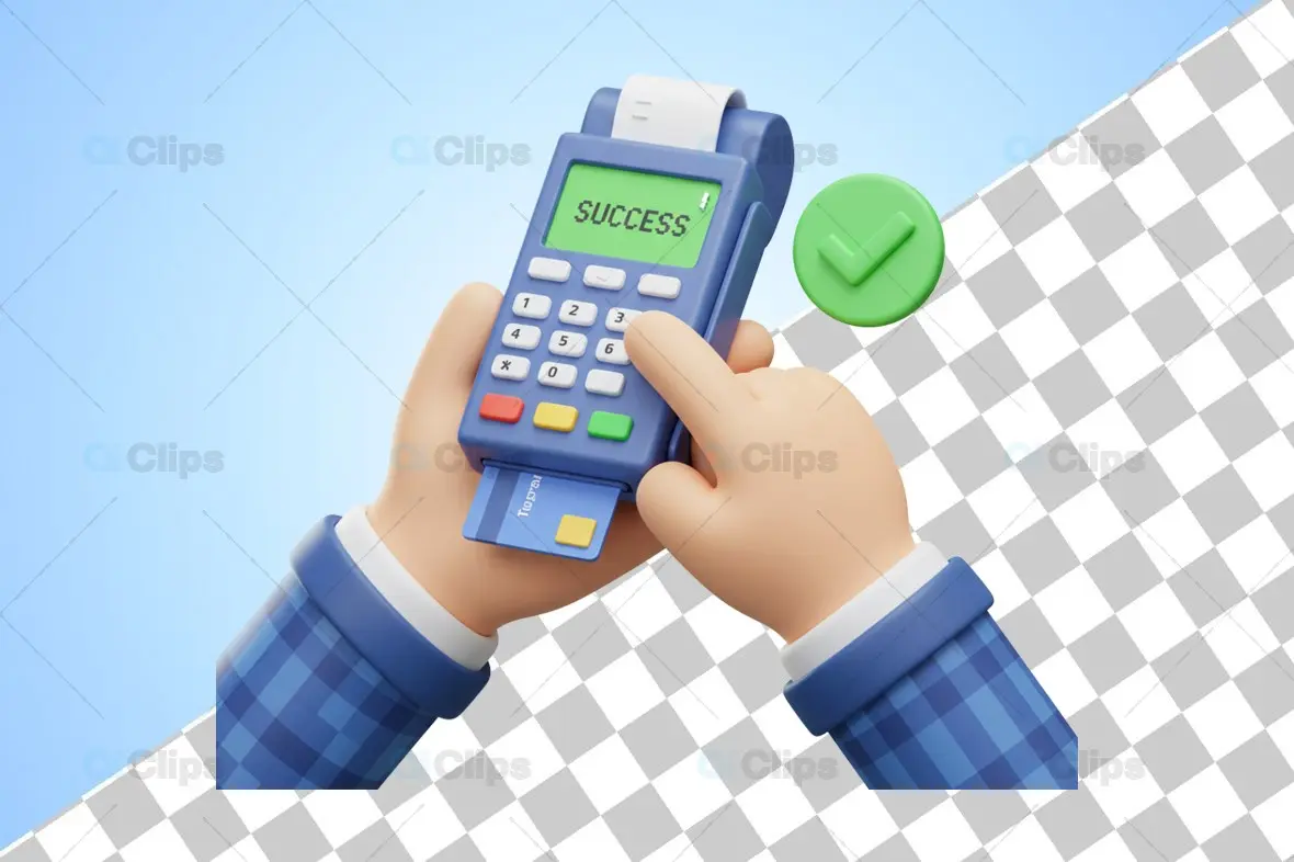 3D POS Machine Payment Confirmation Illustration
