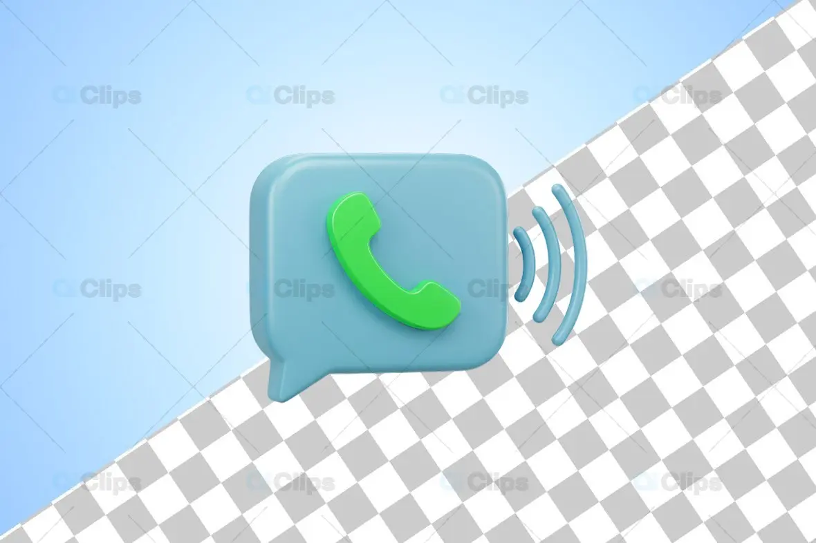 3D Phone Call Speech Bubble Icon with Sound Waves