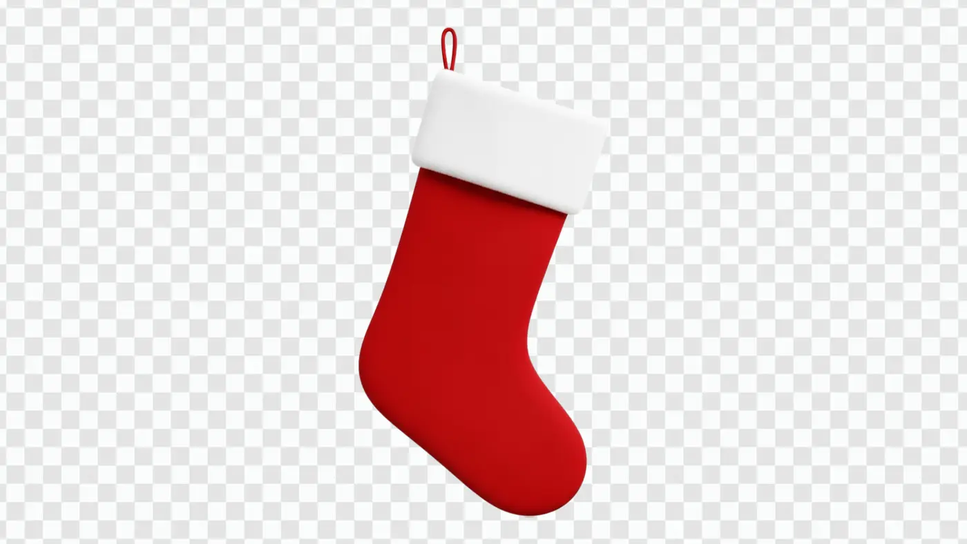 Classic Red Christmas Stocking with White Cuff Clipart PNG