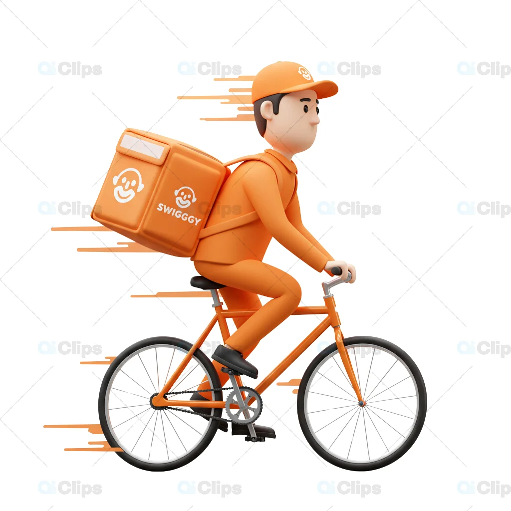Swiggy 3D Bicycle Delivery Rider