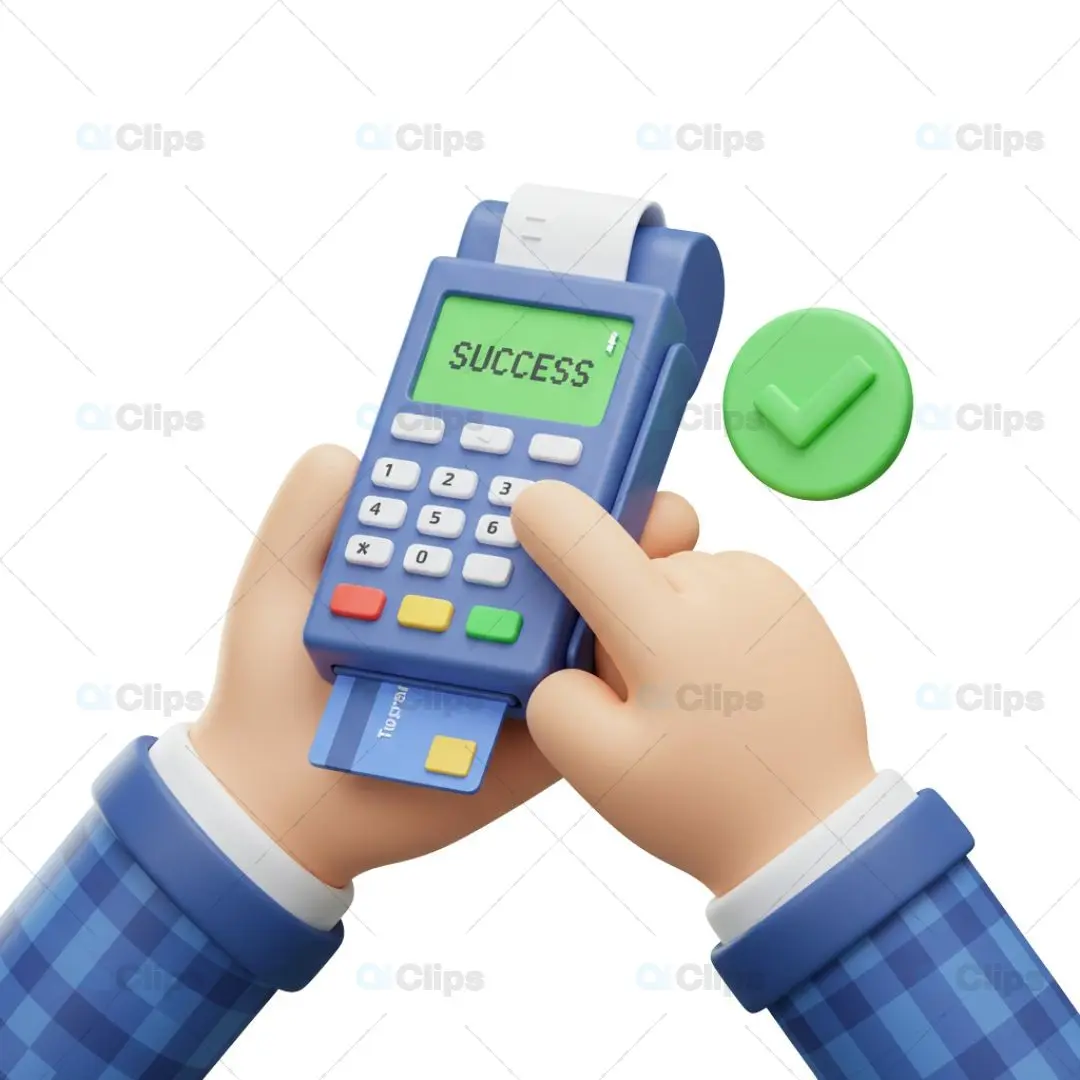3D POS Machine Payment Confirmation Illustration