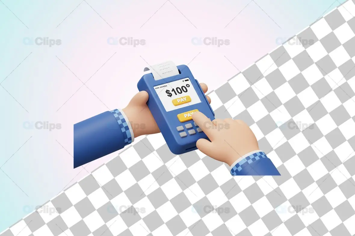 3D Digital Payment POS Machine Illustration