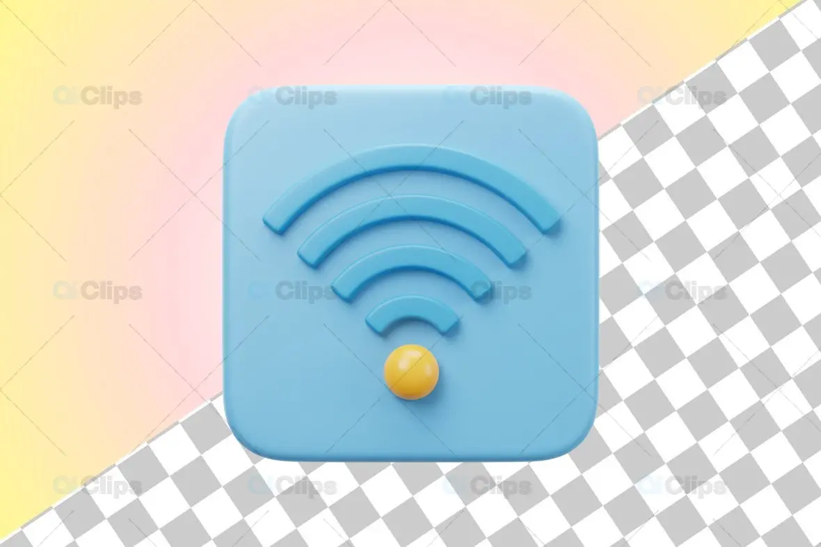 3D Wireless Network Signal Icon Illustration