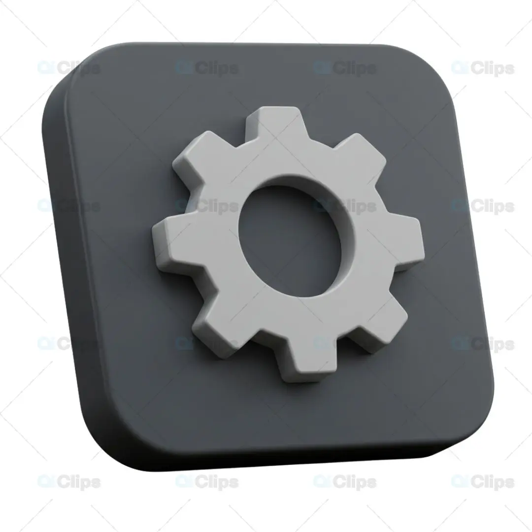 3D Settings Gear Icon Illustration