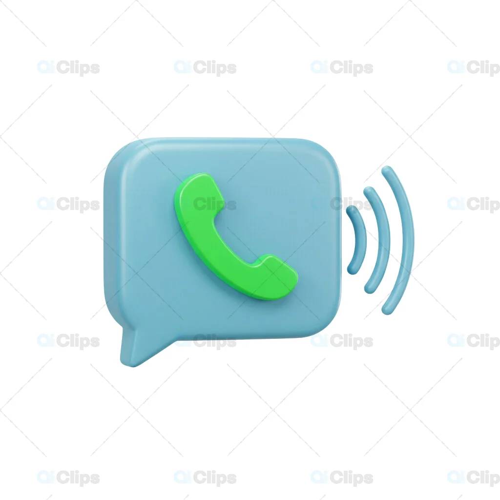 3D Phone Call Speech Bubble Icon with Sound Waves