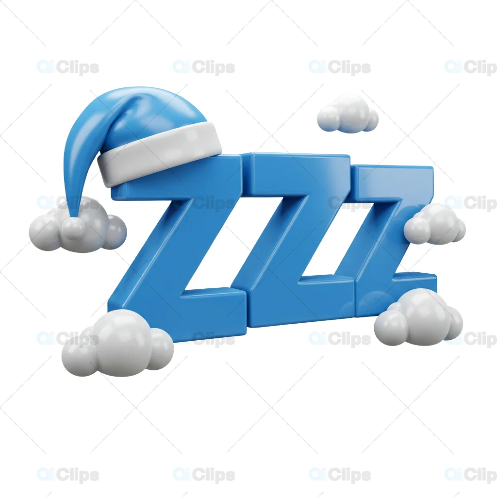 Sleep Icon with "ZZZ" and Clouds 3D Illustration