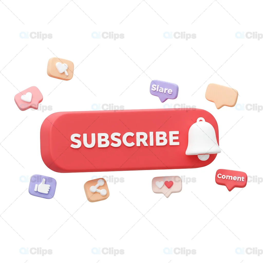 3D Subscribe Button with Social Media Icons