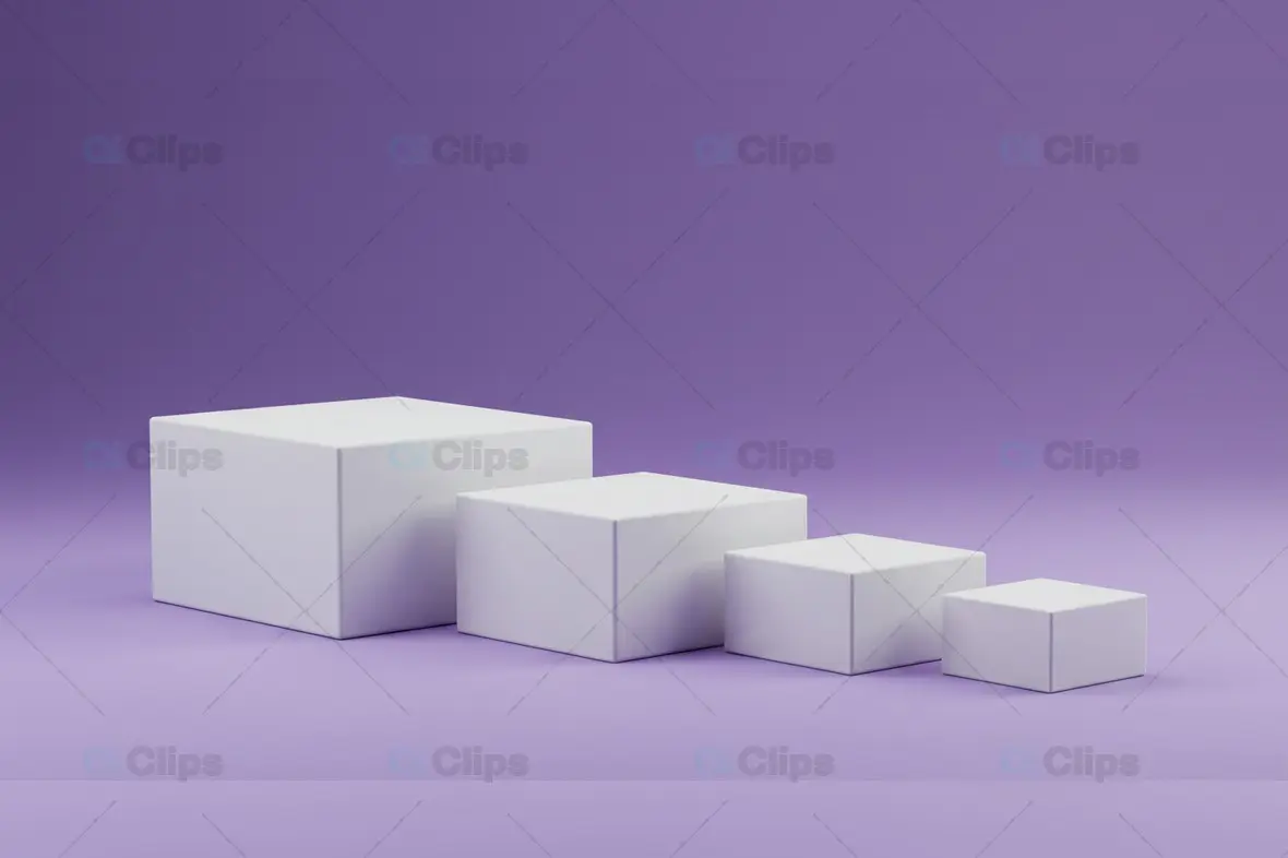 Minimal White Cubes on Gradient Purple Background