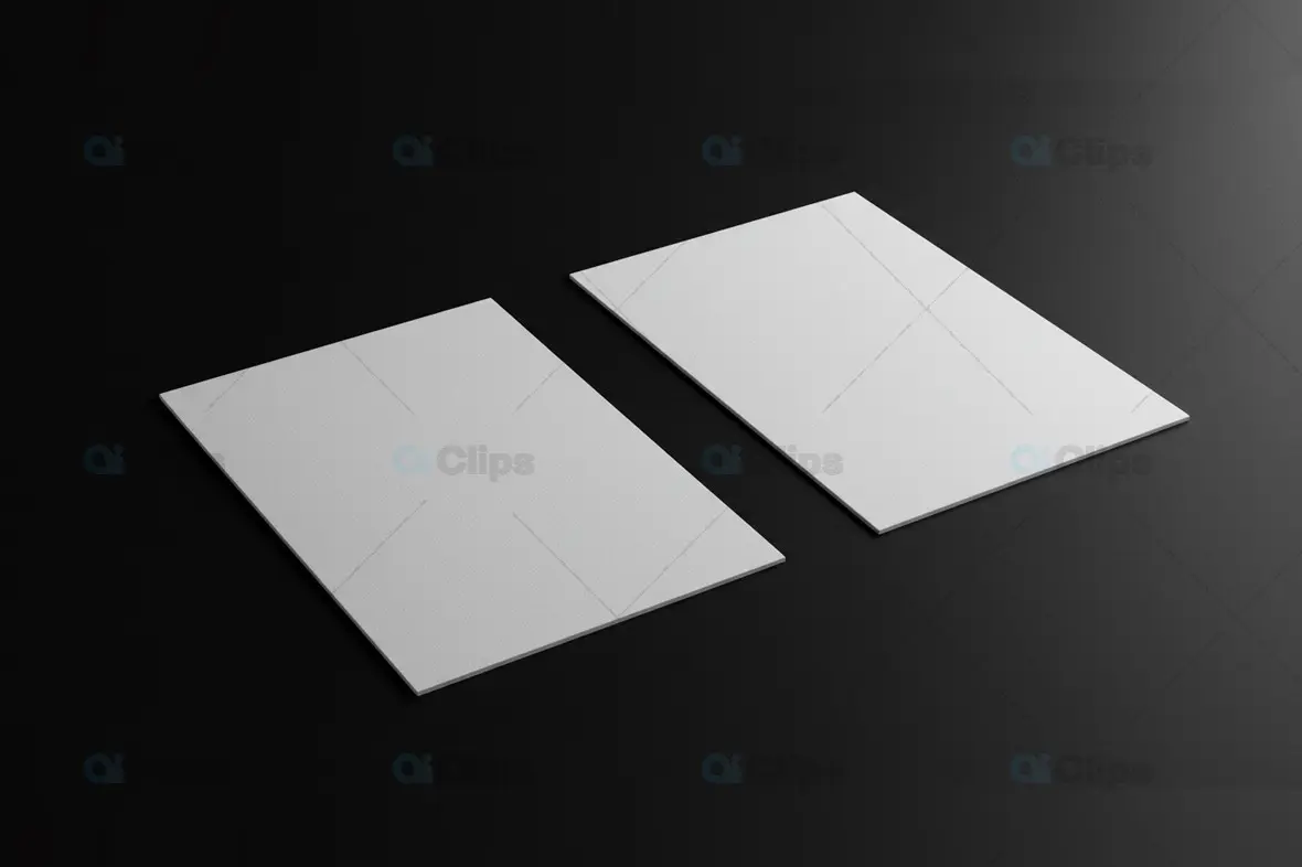 Dual Minimalist Card Mockup on Black Surface