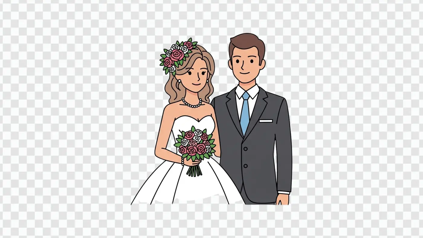 Beautifully Illustrated Bride And Groom Wedding Clipart PNG