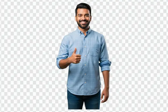 Smiling Indian Professional Man Thumbs Up Gesture PNG Clipart
