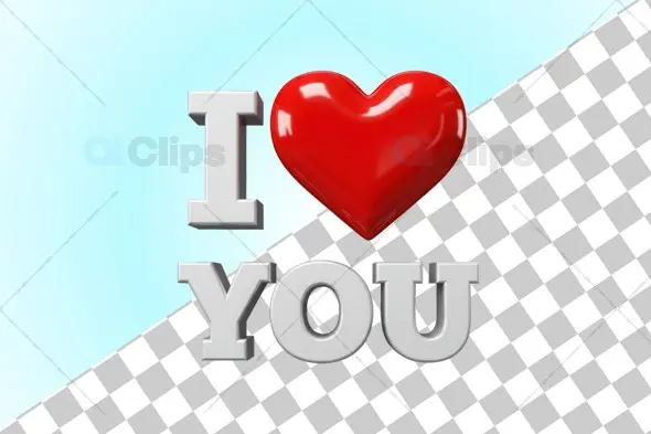 3D "I Love You" Heart Icon