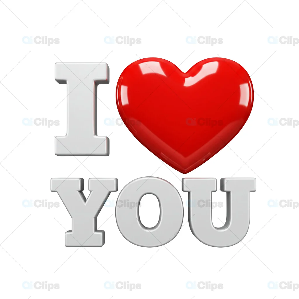 3D "I Love You" Text Icon