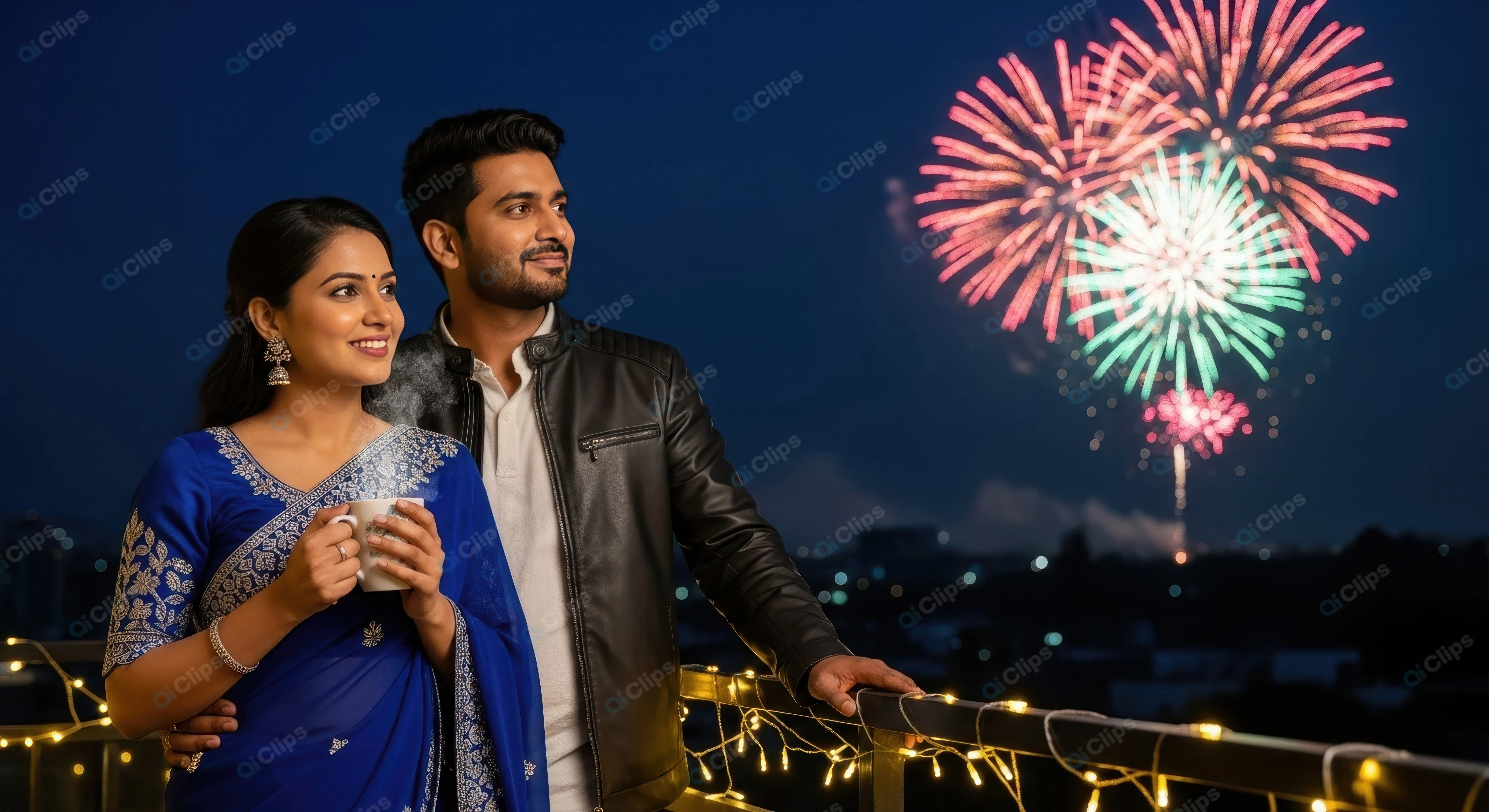 Indian Couple's Nighttime Celebration