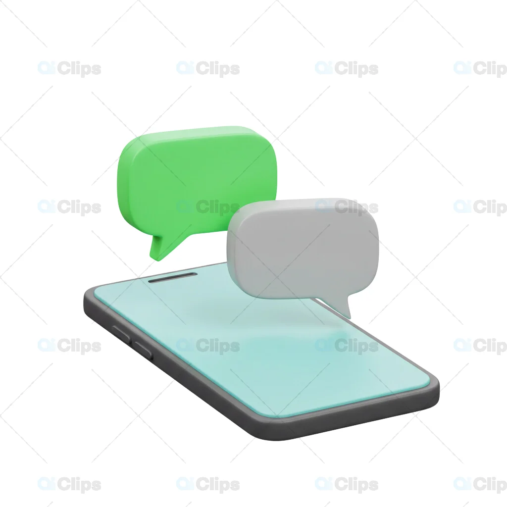 3D Smartphone with Floating Message Bubbles