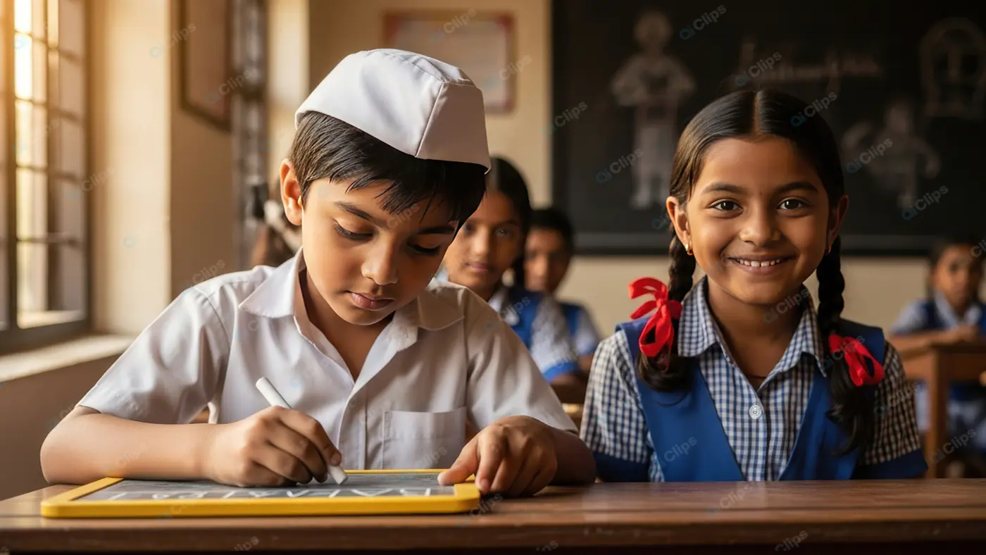 Rural Indian Classroom Scene