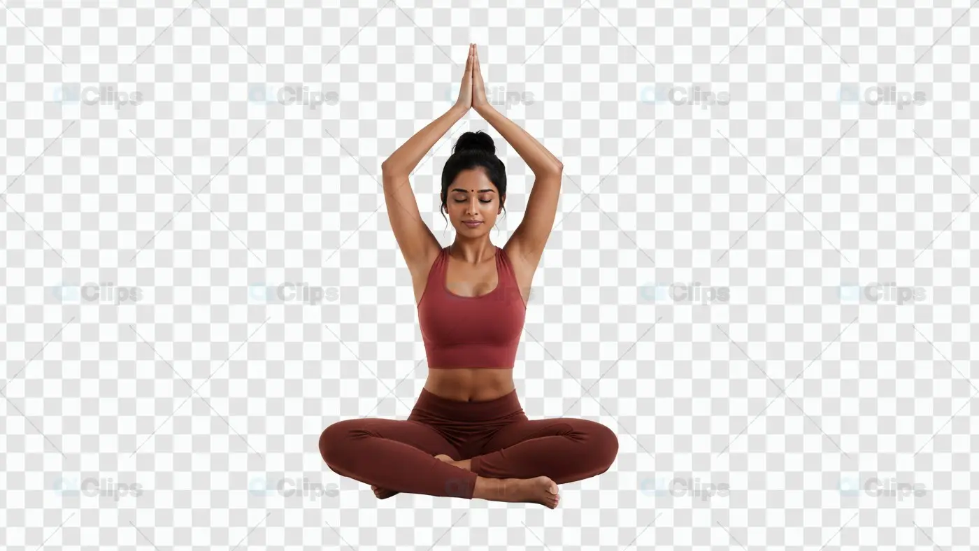 Serene Yoga Meditation Pose in Burgundy Activewear