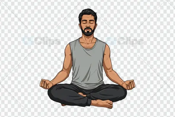 Meditating Man PNG - Tranquil Mindfulness Illustration