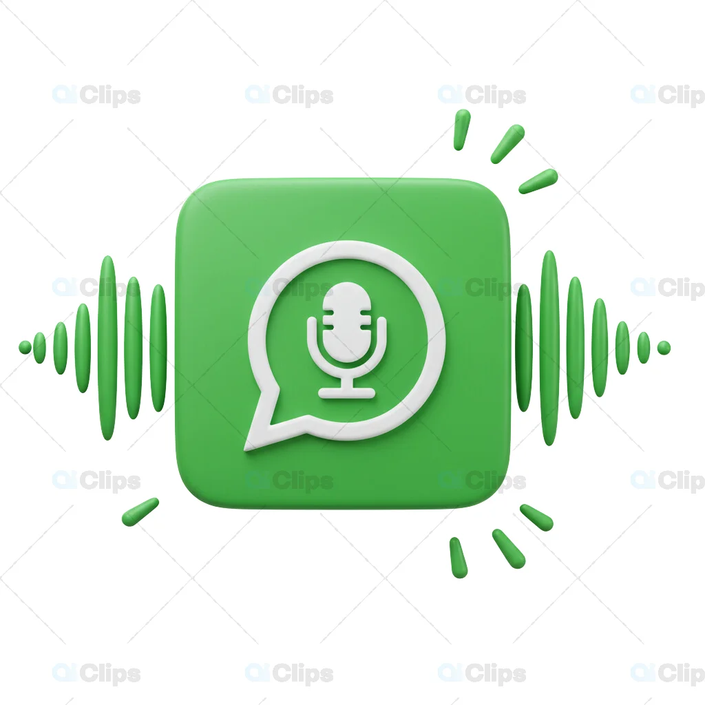 3D WhatsApp Voice Message Icon with Audio Waves