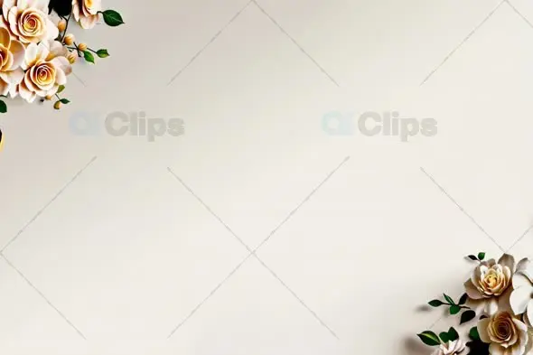 Elegant Peach Roses Frame on White Background Animation