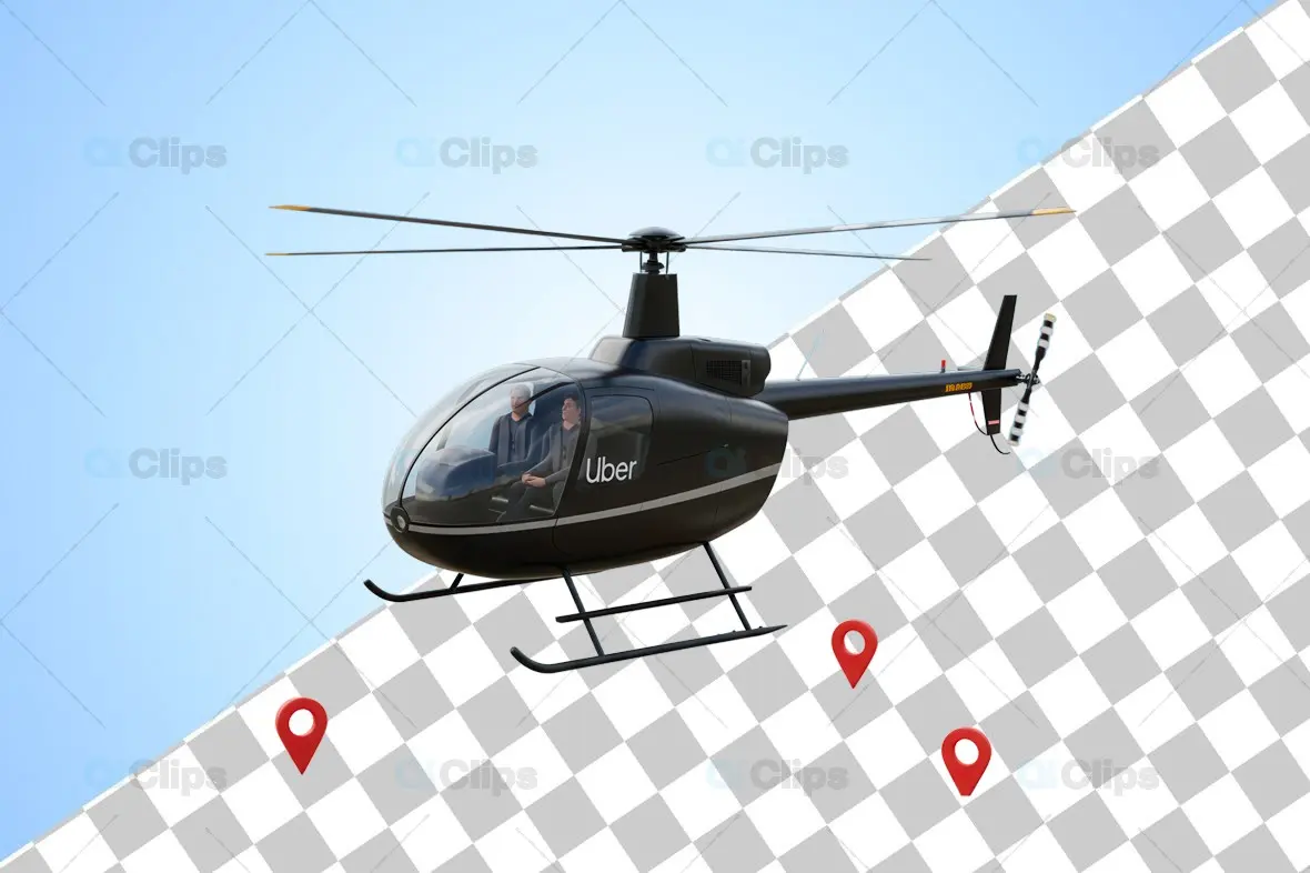 Uber Helicopter Service 3D Illustration