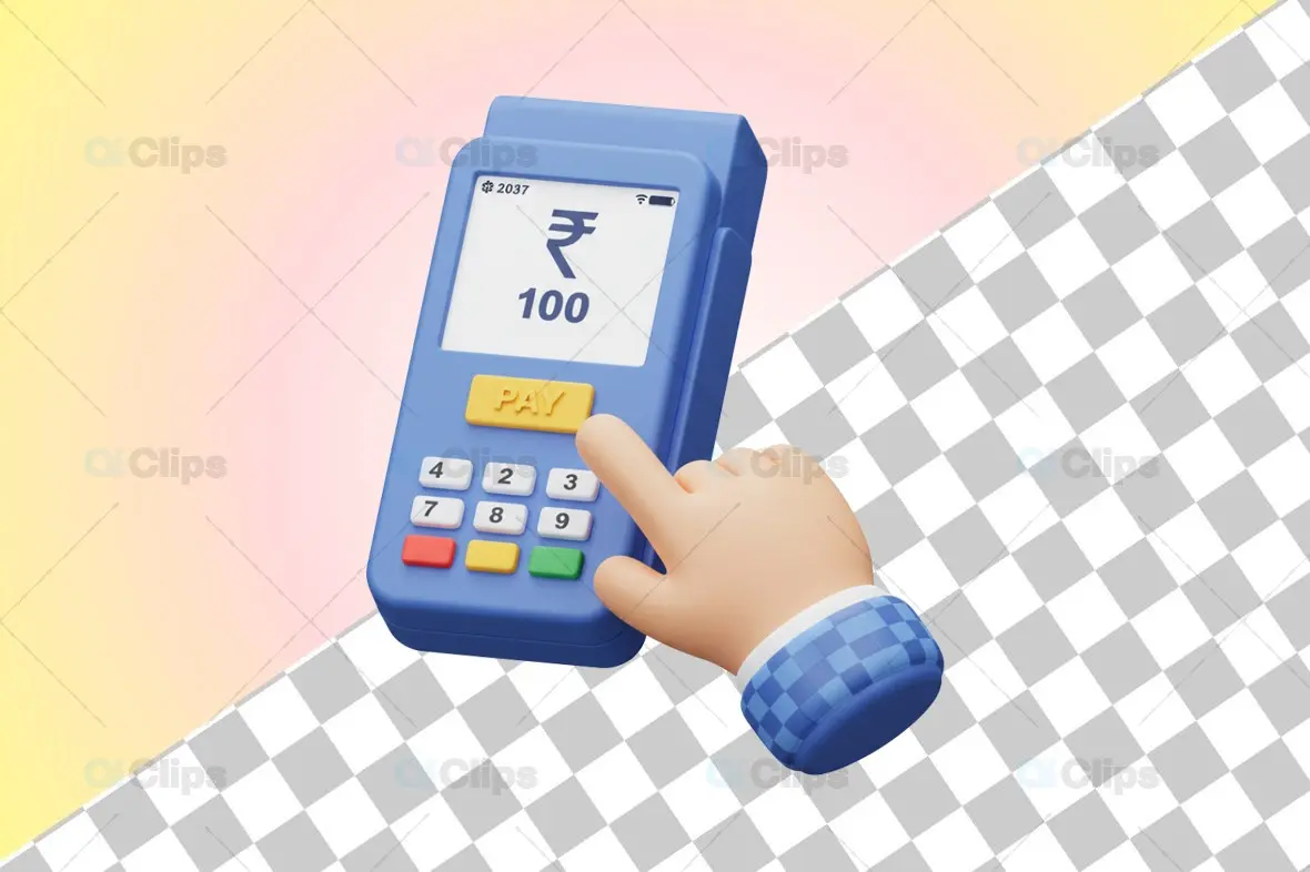 3D Indian Rupee POS Payment Illustration