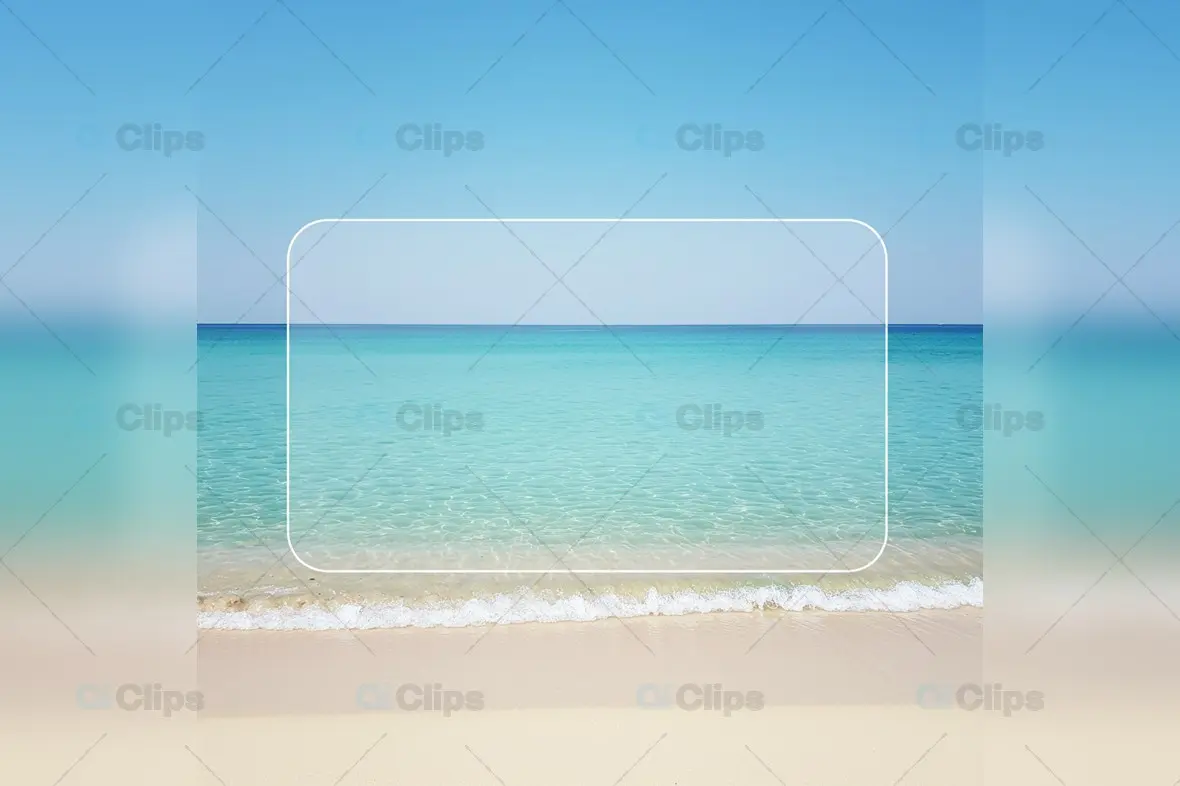 Tranquil Tropical Beach Frame Template with Crystal Clear Waters