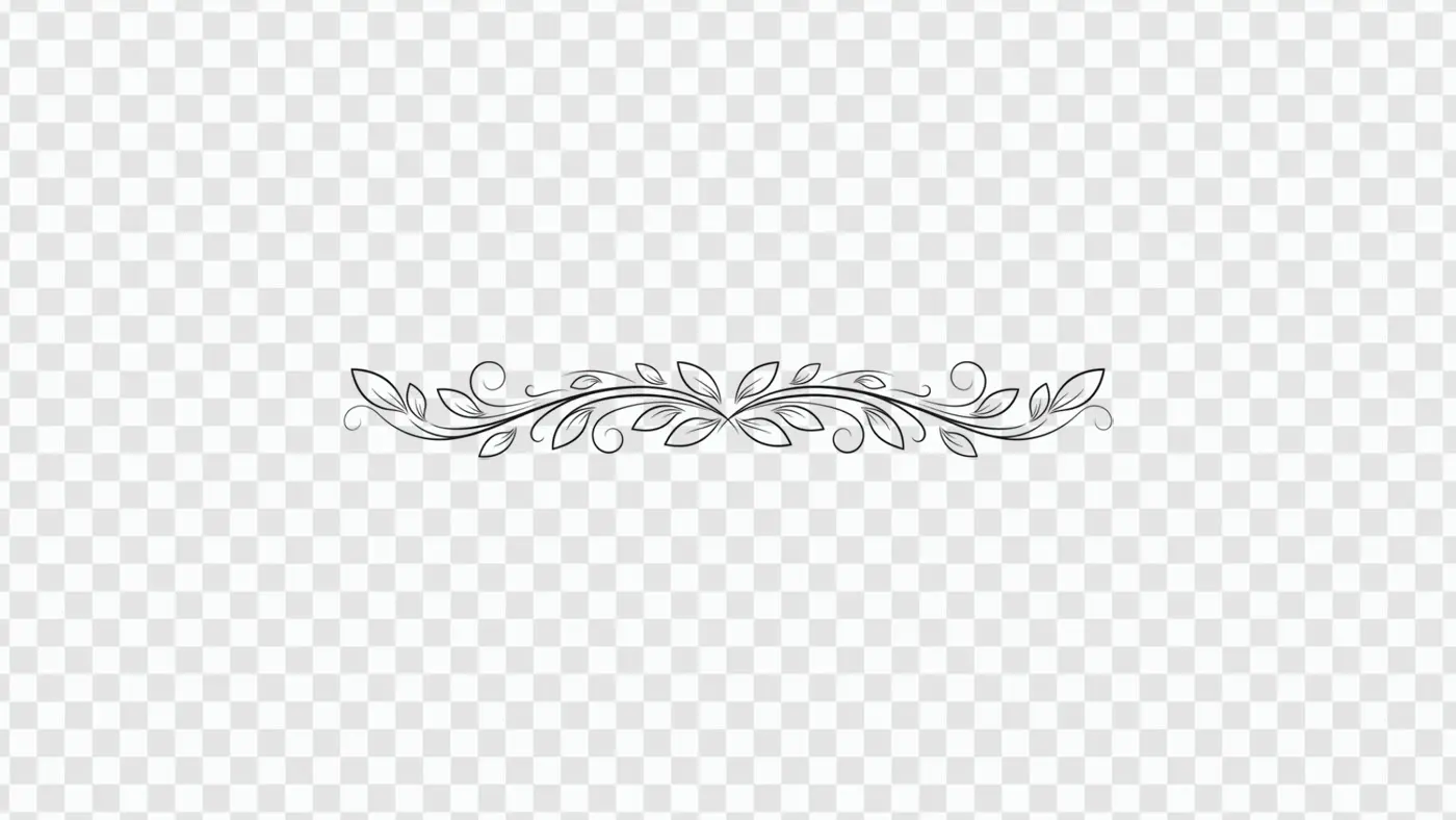 Symmetrical Leafy Flourish Decorative Divider Clipart PNG
