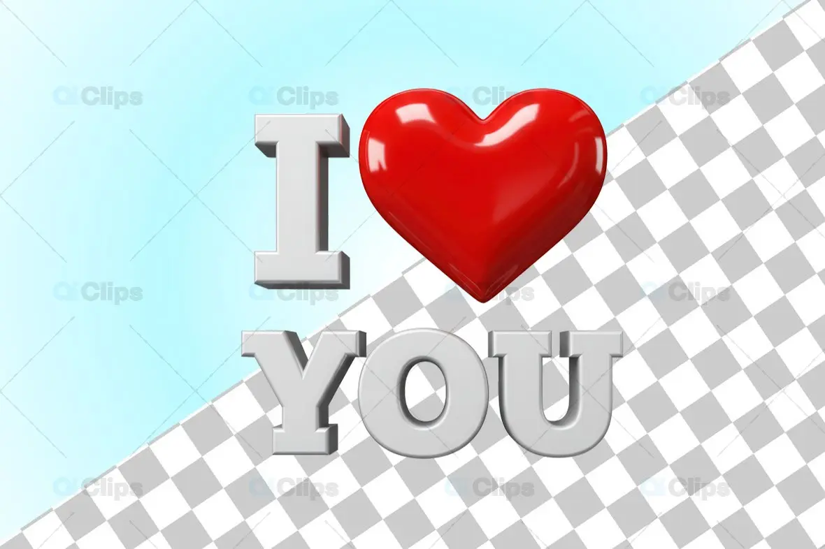 3D "I Love You" Heart Icon