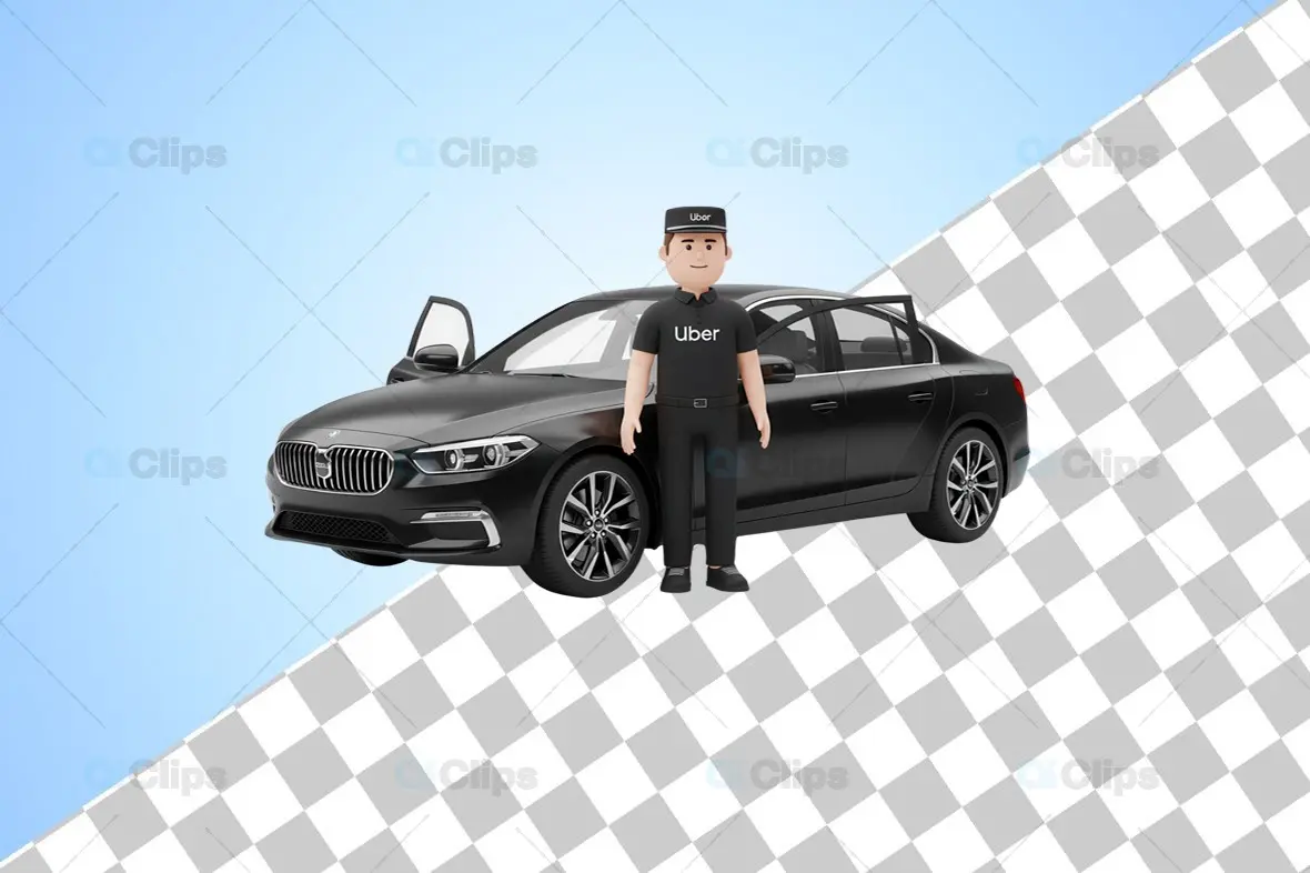 3D Uber Driver with Premium Black Car