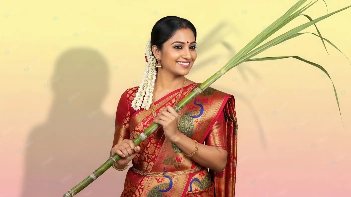 Gracious Woman in Traditional Peacock Saree