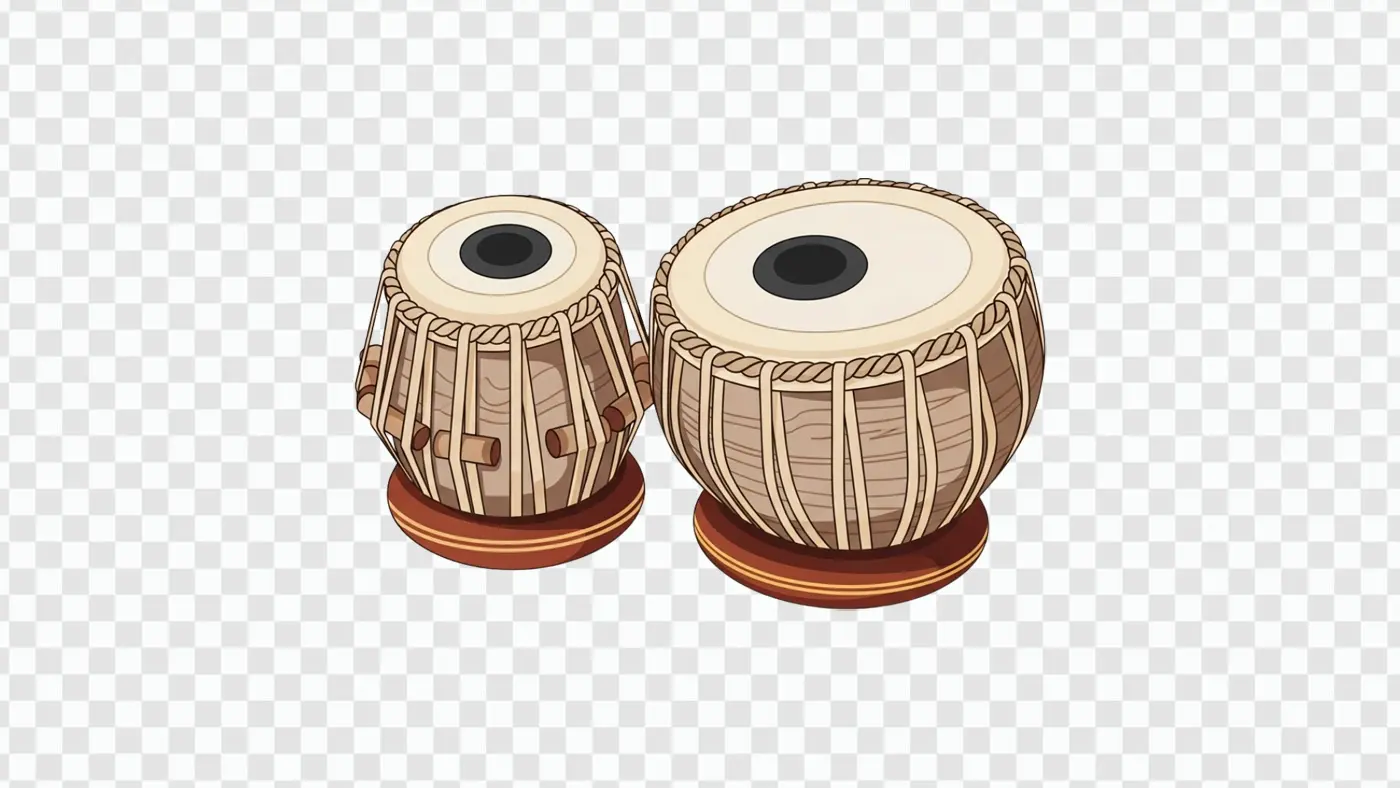 Cartoon Style Indian Tabla Drums Musical Clipart PNG