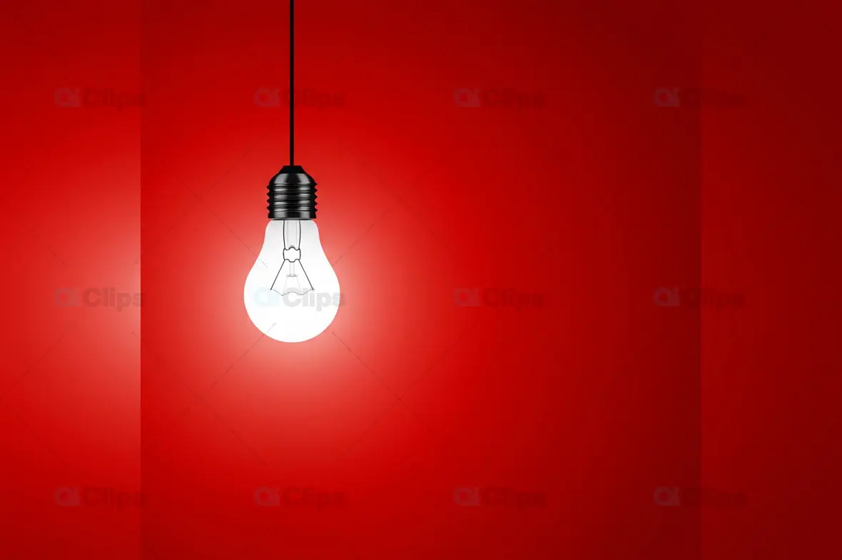 Stylish Light Bulb Mockup on Red Background