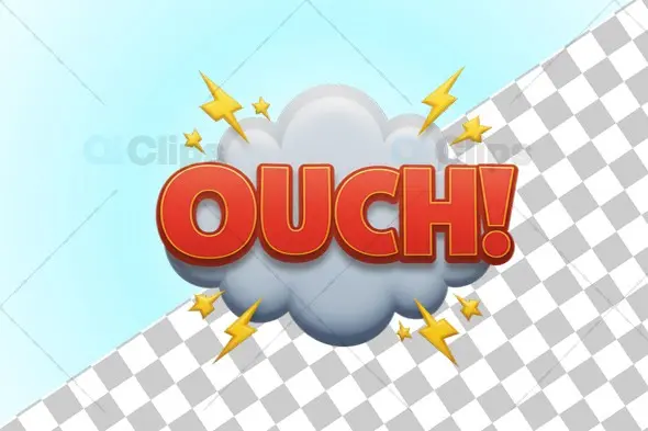 3D Ouch! Comic Text Illustration