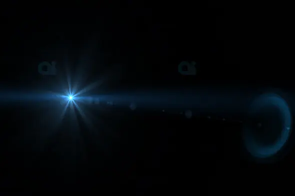 Blue Lens Flare Light Effect on Black Background