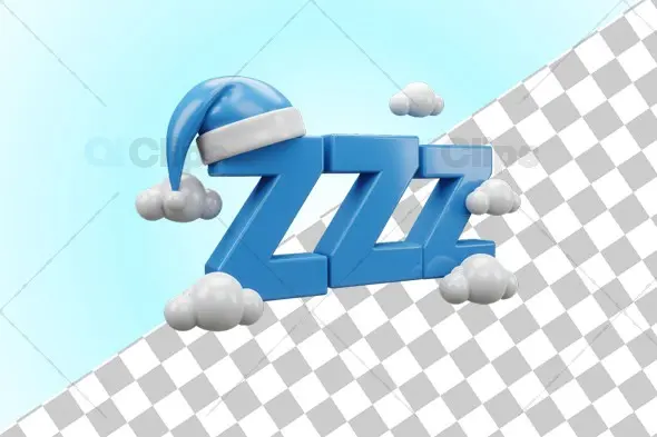 Sleep Icon with "ZZZ" and Clouds 3D Illustration