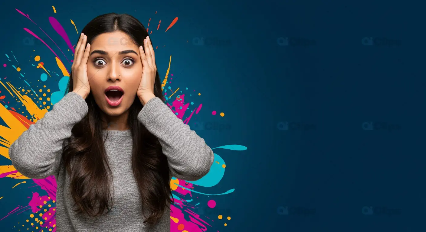Excited Shock Expression Background with Vibrant Splashes