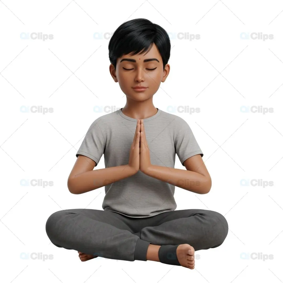 Meditative Boy PNG Tranquil Child in Lotus Pose